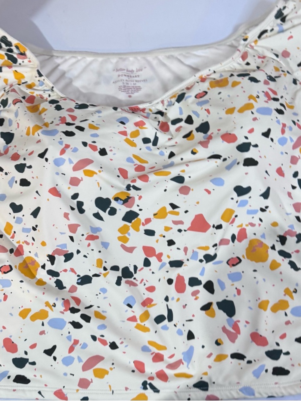 DownEast Cream Scoop Neck SwimTop with Multicolor Confetti